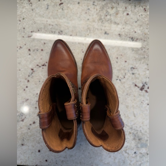 Frye Women’s Size 6 Brown Leather Studded Western Ankle Boots Cowboy - Picture 8 of 12